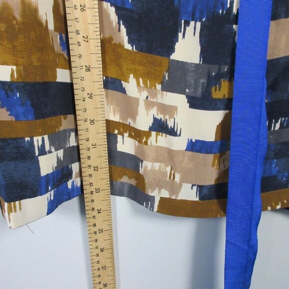 Club Monaco Silk Tunic Top Women S Brown Multi Short Cap Sleeve Boxy Casual 138 - Picture 9 of 10